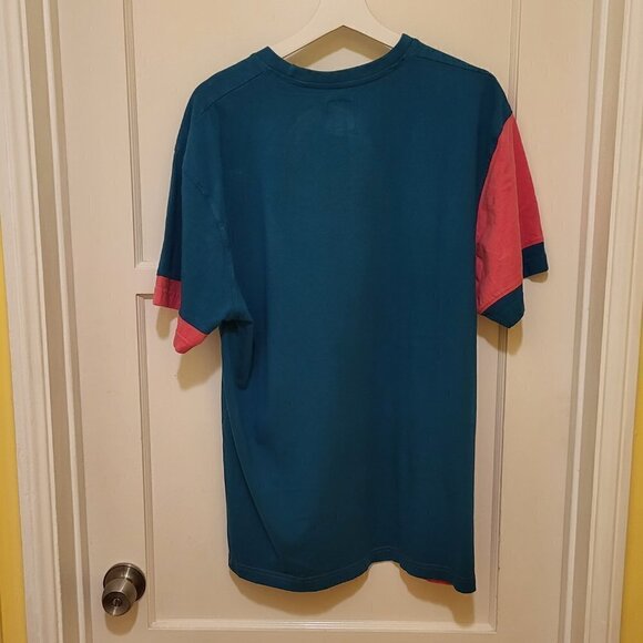 Vintage Le Tigre Collection T Shirt Mens XL Teal Pink Wave Short Sleeve Big Logo - Picture 4 of 10